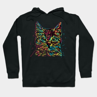 Colorful cat head illustration Hoodie